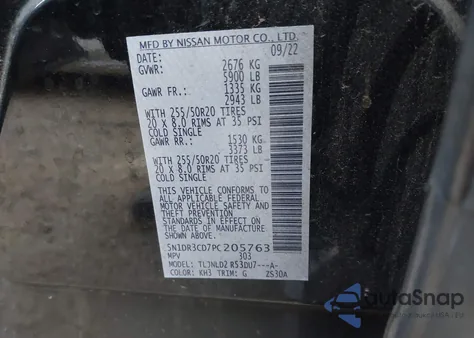 2023 Nissan Pathfinder Sl 4Wd z USA, uszkodzony, nr VIN 5N1DR3CD7PC205763